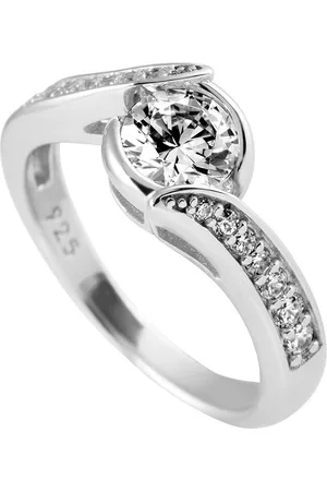 DIAMONFIRE Ring - zilver gerodineerd - zirkonia - rail- en kastzetting - maat 58