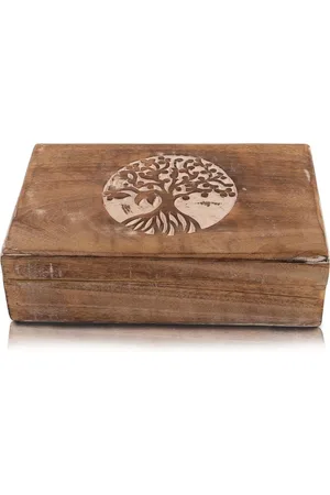 Merkloos Grote geschenken verjaardag - decoratieve sieradendoos hout handgemaakt - boom des levens snijden sieraden organizer - herinneringsdoos wit 20 x 12 x 6 cm