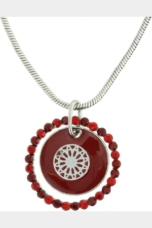 Behave Ketting - Rode Ronde Hanger met Kristal Steentjes