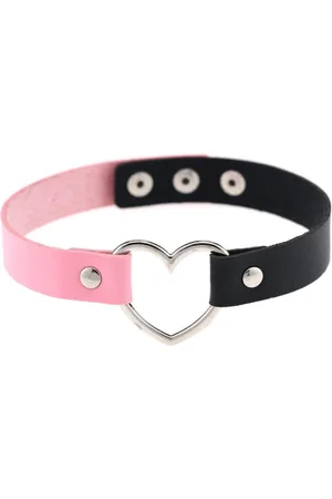 KIMU Choker Zwart Hartje - Pu Leer Collar Ketting Hart Halsband Festival