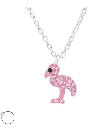 Amanto Kids Ketting Ezo - 925 Zilver E-Coating - Flamingo - 7x11mm - 36+3cm