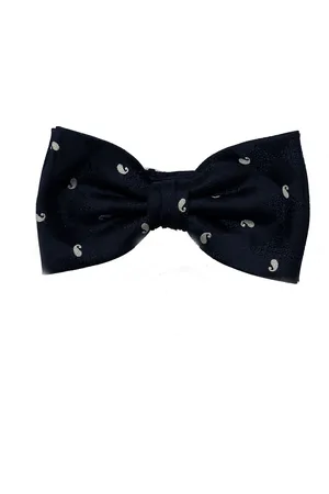 Merkloos Strik donkerblauw paisley