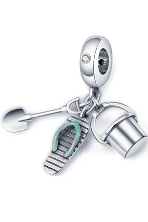 Fler ® | Bedel | Past op populaire bedel armbanden (standaard-3mm) | armbandbedel | Vakantie Charm | Strand Emmer, Sandaal, Troffel Bedel | Hangbedel Charm | 925 Sterling | Zirkonia | Emaille | Groen | Kerstcadeau | Valentijn kado