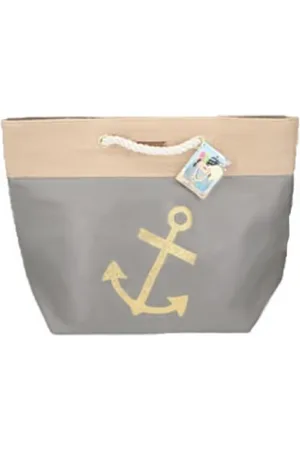 Merkloos Strandtas met anker 38 x 51 cm - Strandshoppers van katoen