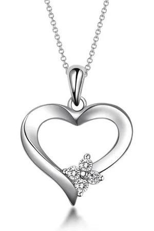 Lazy Cat Zilveren Ketting - Hart - Zirkonia - Damesketting - Hartenketting