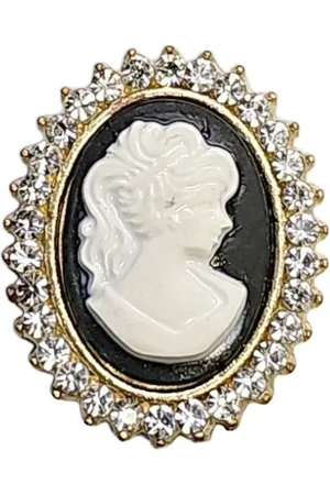 Fako Bijoux® Magnetische Mini Broche - Magneetbroche - Ovaal Cleopatra Met Strass - Hoofddoek Magneet - Sjaal - Hijab - 20x25mm - Goudkleurig