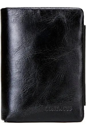Contacts Leren portemonnee heren leer - portefeuille heren - mannen cadeautjes cadeau voor man - portemonnee heren pasjes houder - Top kwaliteit Leer