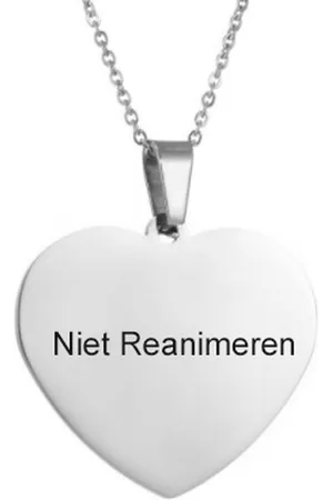 Amodi Gegraveerde Niet Reanimeren Ketting - Niet Reanimeren Penning - Do Not Resuscitate - Gegraveerd - Hart - Hartje - Roestvrij Staal - RVS - Verstelbaar