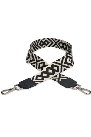 Manfield Zwarte bag strap met witte details