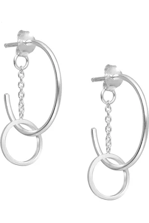 EAR IT UP Oorbellen - Cirkel - Ketting - Jacket - Push back oorknopjes - 925 sterling - 27 x 20 mm - 1 paar
