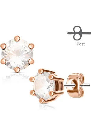 LMPiercings NL Oorbellen dikke steen wit rose goud kleur