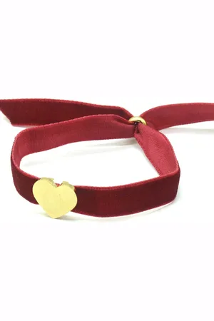 The Musthaves Armband Dames - Hartje RVS - Fluweel - Lengte Verstelbaar