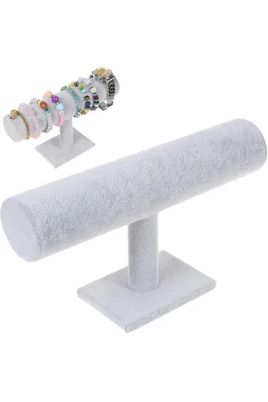 Merkloos Sieradenstandaard - Horloges armbanden kettingen houder - Rol - Sieraden display - Horlogehouder standaard rond - - Suede - Wit