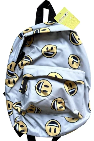 Merkloos Smiley rugzak - kleine rugtas voor kinderen emoticon - grijs - geel - voor school en kinderopvang