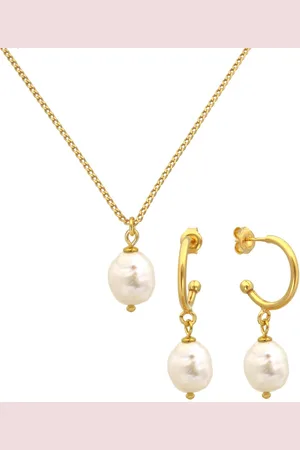 ARLIZI 2264 Sieraden geschenk set crème zoetwater parel hanger - verguld