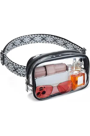 Merkloos Buiktas voor dames, heuptas, voor heren, sportmode, heuptas, schoudertas, crossbody tas met verstelbare riem, TPU met zwart, borstzak
