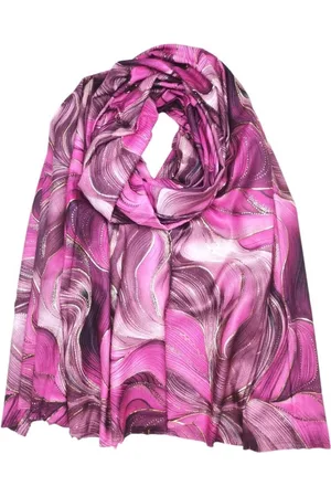 Merkloos Lange dames sjaal Harriet fantasiemotief goud zwart roze paars candy lila licht mauve