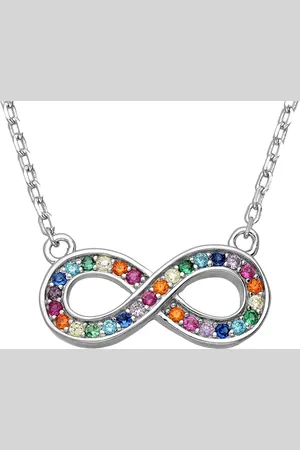 EAR IT UP Ketting - Infinity - Regenboog - LGBT - Gerhodineerd 925 sterling zilver - Zirkonia - Pavézetting - 41 tot 43 cm - 1 stuk