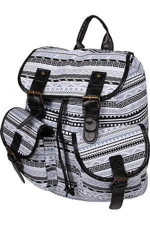 Merkloos Rugzak Wit- Zwart met Patronen Sac a dos Noir-Blanc avec Patron -Schooltas voor Jongen en Meisjes