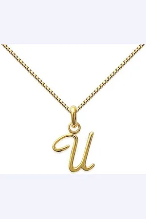 Amanto Ketting Letter U Gold - 925 Zilver Verguld - Alfabet - 10x18mm - 50cm