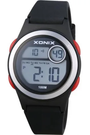 XONIX BAQ-007 - Horloge - Kinderen - Digitaal - Siliconen - Waterdicht - Zwart - Rood