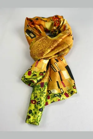 Modesjaals.nl Sjaal Gustav Klimt de kus glad materiaal