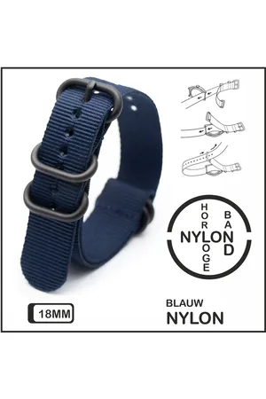 Merkloos 18mm Nato Strap - Vintage James Bond - Nato Strap collectie - Mannen - Horlogebanden - Blue - 18 mm bandbreedte voor oa. Seiko Rolex Omega Casio en Citizen