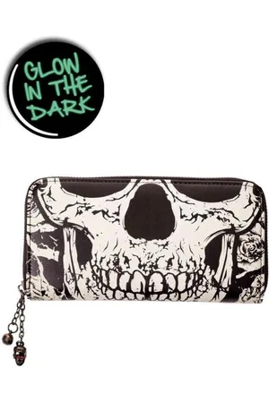 Banned Retro Black Skull Face Dames portemonnee