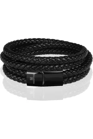 Memphis Dubbele wrap armband Leer -23cm