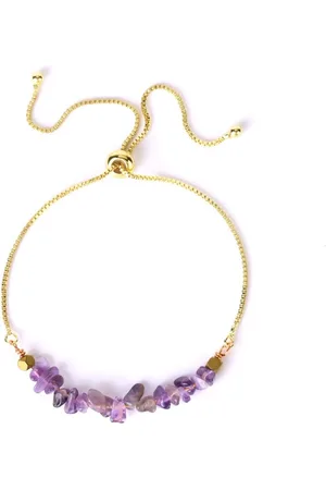 Kasey Armband Met Amethist Steentjes - Edelsteen Armband - Natuursteen Armband - Armband Dames - Goudkleurig - Verstelbaar