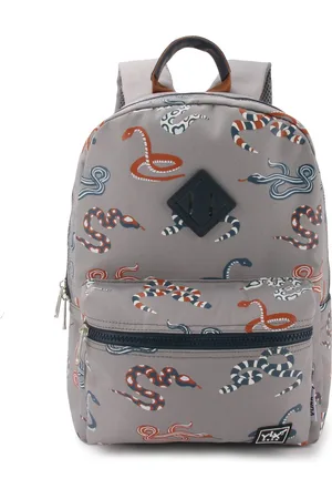 YLX Gear SEASON SALE: & Freek Vonk Oriole Rugzak voor kinderen | Flint Gray & Snakes. Grijs met slangen. Jongens, meisjes, rugtas, schooltas, jungle, dieren. Gemaakt van gerecycled plastic