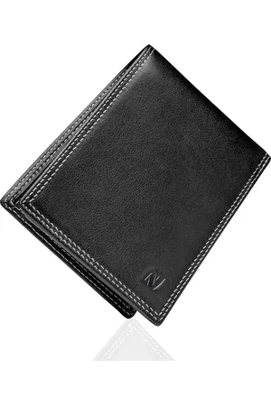 Merkloos Lederen Portemonnee voor Heren met RFID-Bescherming - Zwart Nappaleer - 12 Kaartsleuven - Exclusieve Geschenkdoos - Geweldig Cadeau-Idee