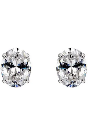 Zilver Ovaal vormig oorbellen - Ovaal Zirkonia Oorbellen - en Oorstekers met Ovaal Zirkonia - 925 - Oval Shape Zirconia Stud Earrings - Amona Jewelry