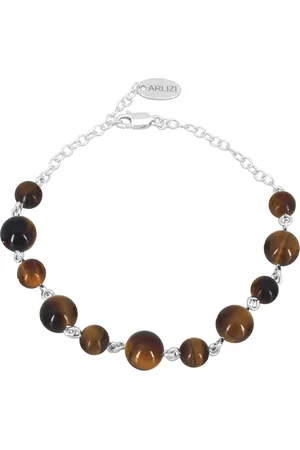 ARLIZI 2273 Armband tijgeroog kralen - sterling - 20 cm