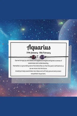 Bixorp Aquarius / Waterman Sterrenbeeld Armband - Cadeau Armbandje met Edelstenen Kralen - Granaat, Hematiet & Amethist