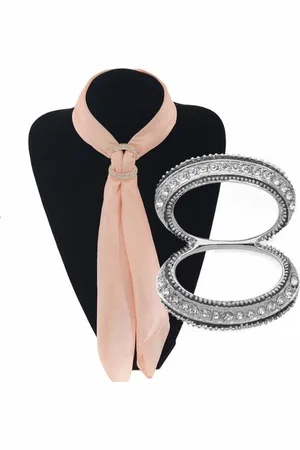 Fako Bijoux® Sjaalklem - Sjaal Klem - Sjaal Ring - Oval Eight Strass - 31x36mm