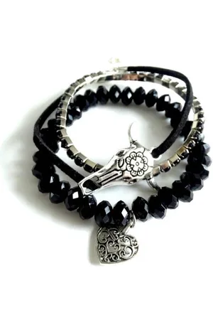 2 Love It Bull Love - Armband - Set van 3 - Faux Suede - Metaal - Strass - Elastisch - Polsmaat 18 - 22cm - - Zilverkleurig