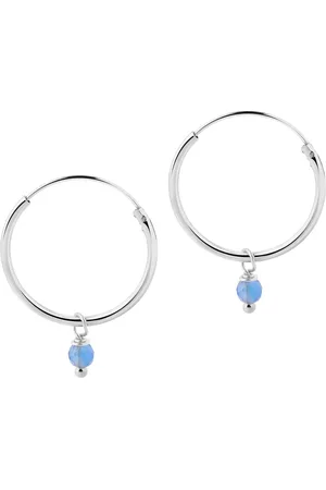 JUULRY Zilver Hoops met Blauwe Steen