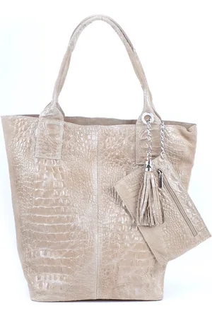 Merkloos Suède Leer Kroko Shopper |
