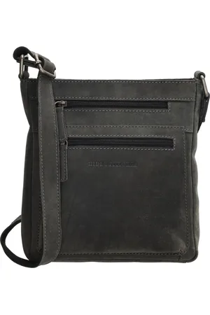 Hide & Stitches Idaho Crossbody Schoudertas - 100% Leder - Ritsvakken - - 100% Leer
