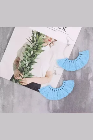 Akyol Oorhangers – Blauwe oorhangers – kwast oorbellen – hang oorbellen - oorbellen - festival – blauwe oorbellen – hang oorbellen – cadeau voor vriendin – bohemian -festival oorbellen - bohemian sieraden -bohemian oorbell