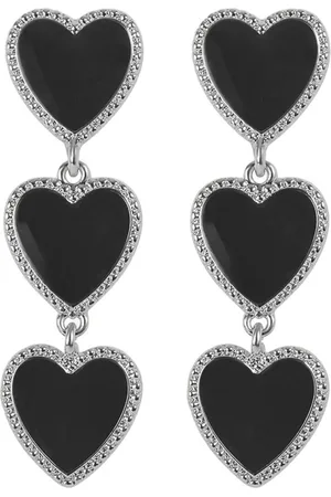 Margot Bardot Maeva Heart Oorbellen Black & Silver