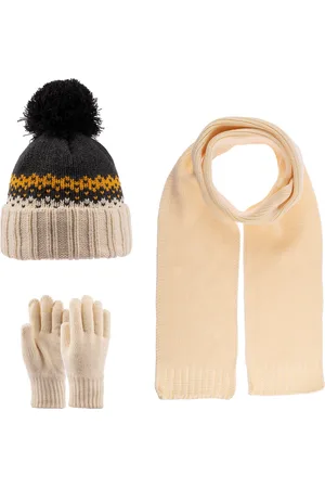 Kitti 3-Delig Winter Set | Muts met Fleecevoering - Sjaal - Handschoenen | 9-15 Jaar Jongens | K22180-14-04 | Cream