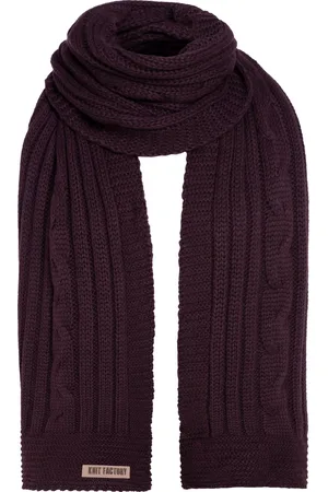 Knit Factory Elin Gebreide Sjaal Dames & Heren - Warme Wintersjaal - Grof gebreid - Langwerpige sjaal - Wollen sjaal - XXL sjaal - Heren sjaal - Dames sjaal - Unisex - - Paars - 200x50 cm