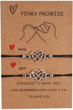 Bixorp Friends Vriendschapsarmbandjes voor 2 met Zilverkleurig Hartje & Oneindigheidsteken - BFF ArmbandMeisjes - Best Friends Armband Vriendschap Cadeau voor Twee