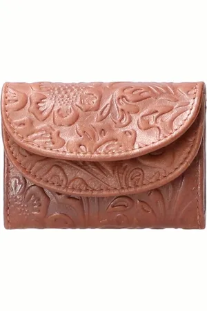 LEATHER DESIGN Compacte Portemonnee Flower