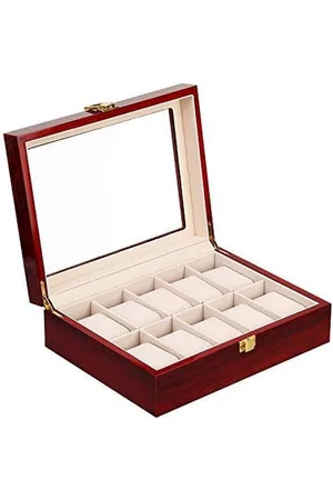 Merkloos Horlogebox 10 horloges - opbergdoos met uitneembare kussens