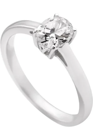 DIAMONFIRE Ring - zilver gerodineerd - zirkonia - ovaal - caratst - maat 61