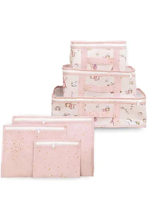 Merkloos Baby Travel Bag Set van 6 - Waterdichte Opbergtas Waszak Roze Modern Reistassen