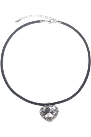 Behave Ketting van rubber met hart hanger van glas
